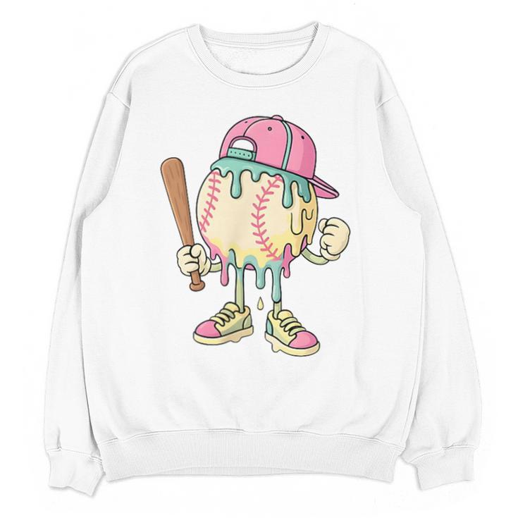 Cute Baseball Ice Cream Drip For Girls & Boys 2 Sides Unisex Sweatshirt