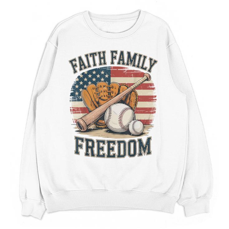 Faith Family Freedom Patriotic Christian Baseball Game Day Unisex Sweatshirt