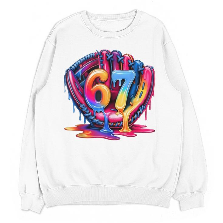 Gen Alpha Slang Ice Cream Drip Six Seven 67 Baseball Catcher Unisex Sweatshirt