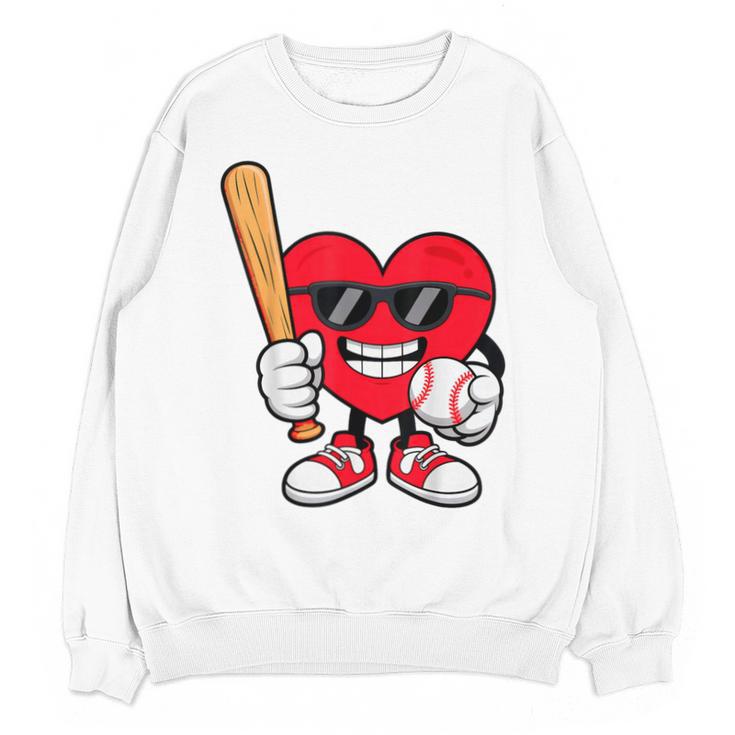 Heart Playing Baseball Valentines Day Unisex Sweatshirt