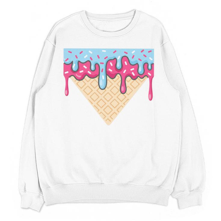 Ice Cream Baseball Cone Dripping Sprinkles Kids Boys Summer Premium Tri-Blend Unisex Sweatshirt