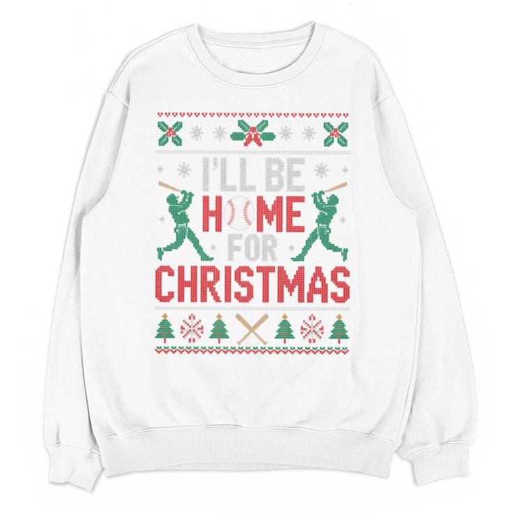 I’Ll Be Home For Christmas Baseball Ugly Sweater Art Unisex Sweatshirt