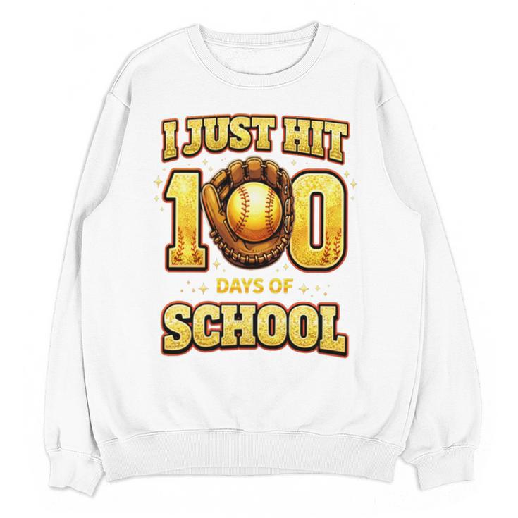 I Just Hit 100 Days Of School Baseball Boys Kids 100th Day Unisex Sweatshirt