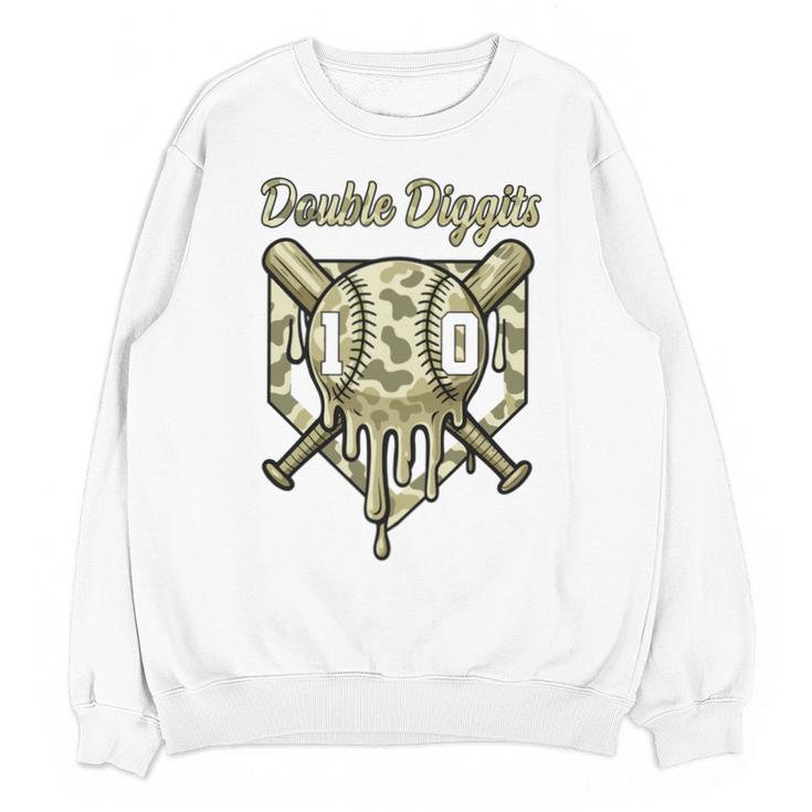Old School Camo Baseball Drip Double Digits 10th Birthday Unisex Sweatshirt