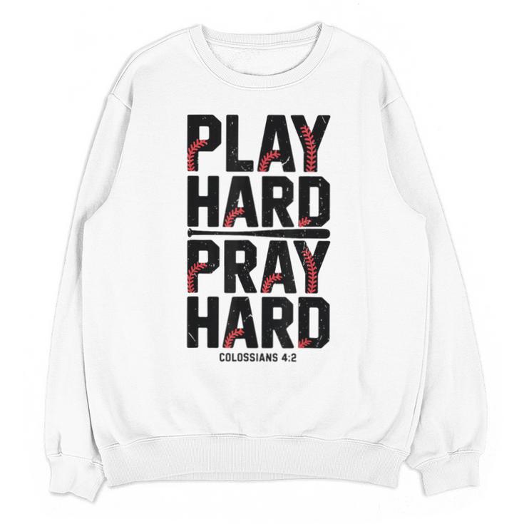 Play Hard Pray Hard Youth Boy Christian Baseball Jesus Unisex Sweatshirt