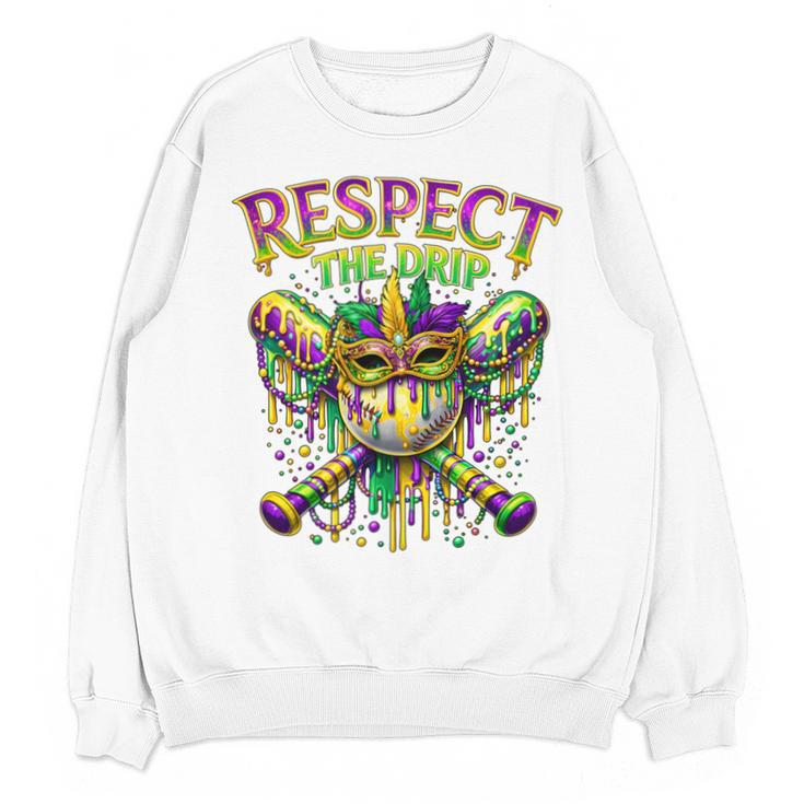 Respect The Drip Mardi Gras Baseball Ice Cream Boys Carnival Unisex Sweatshirt