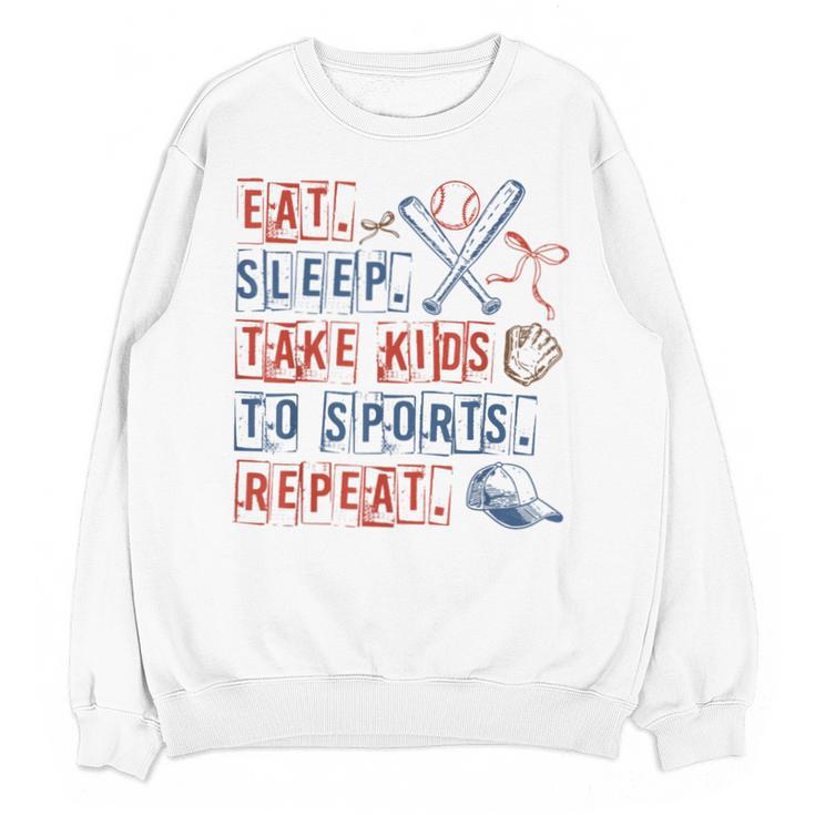 Retro Eat Sleep Take Kids To Sports Repeat Game Day Baseball Unisex Sweatshirt