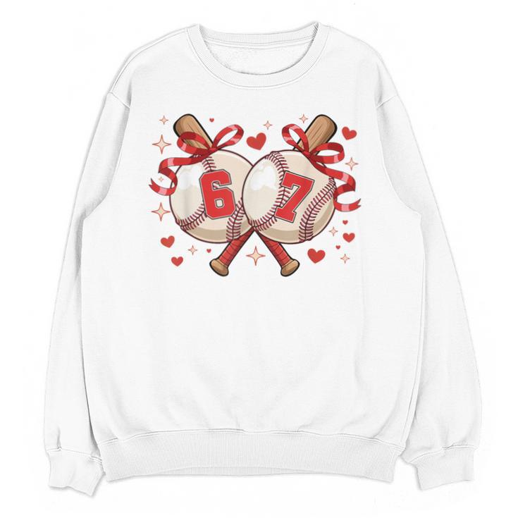 Six Seven 67 Meme Baseball Coquette Bow Valentine Unisex Sweatshirt
