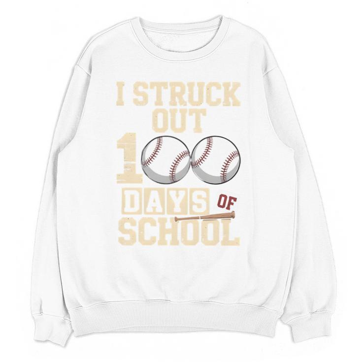 I Struck Out 100 Days Of School Baseball Fan Students Batter Premium Tri-Blend Unisex Sweatshirt