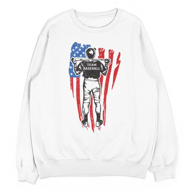 US Flag Baseball Player Batter Sport Lover Team Coach Family Unisex Sweatshirt