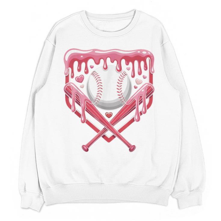 Valentines Baseball Boys Ice Cream Drip Heart Youth Kids Unisex Sweatshirt