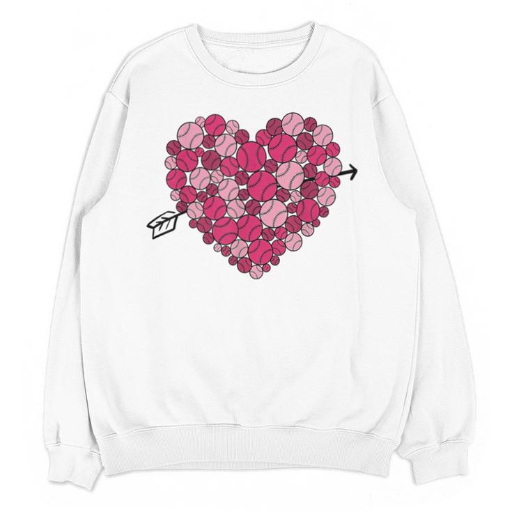 Valentine's Day Baseball Heart Softball Player Sports Lover Unisex Sweatshirt