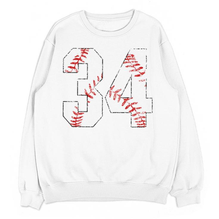Vintage Distressed Baseball Number 34 Jersey Player Uniform Unisex Sweatshirt