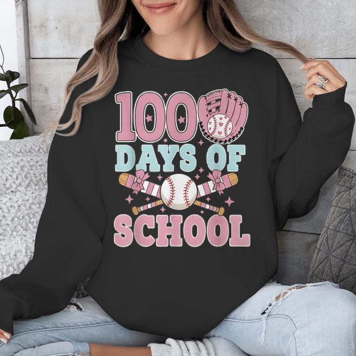 100 Days Of School Baseball 100th Day Of School Girls Unisex Sweatshirt 100 Days Of School Baseball 100th Day Of School Girls Unisex Sweatshirt