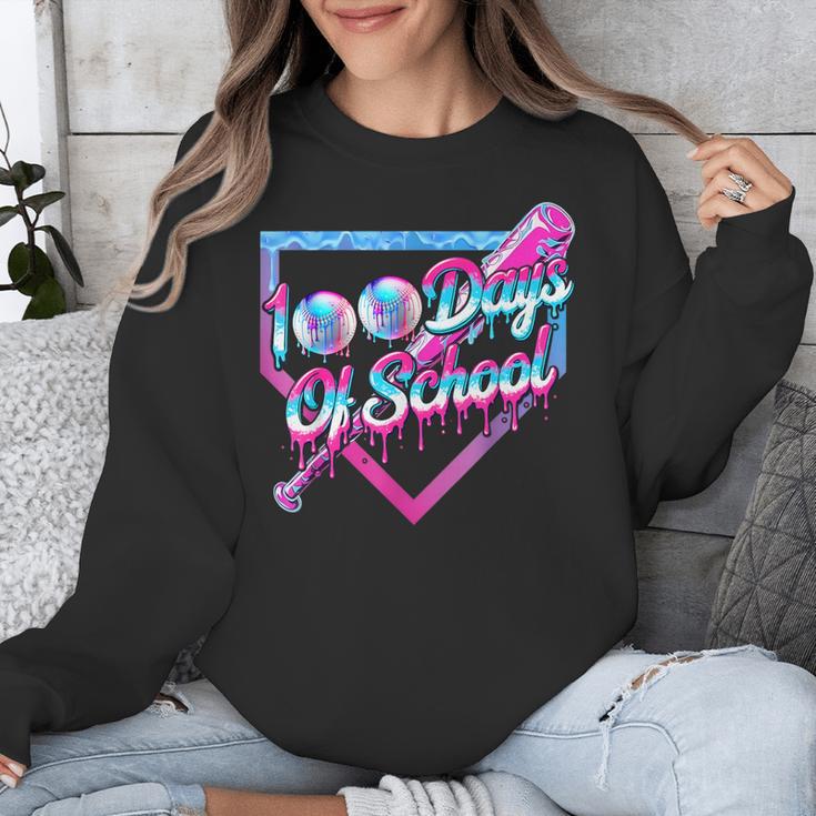 100 Days Of School Baseball 100th Day Ice Cream Boys Kids Unisex Sweatshirt 100 Days Of School Baseball 100th Day Ice Cream Boys Kids Unisex Sweatshirt