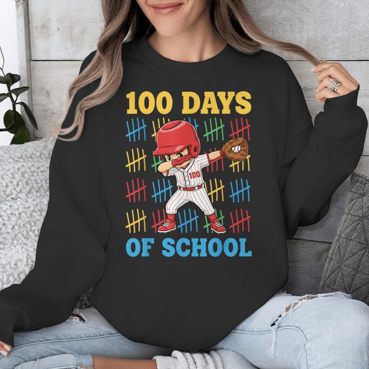 100 Days Of School Baseball Bat 100th Day Of School Boys Unisex Sweatshirt