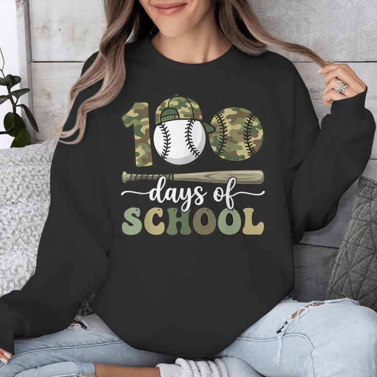 100 Days Of School Baseball Camo Art For Boys Kids Students Unisex Sweatshirt
