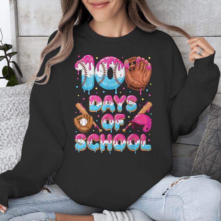 100 Days Of School Baseball Donut Dripping Teacher Boys Kids Unisex Sweatshirt