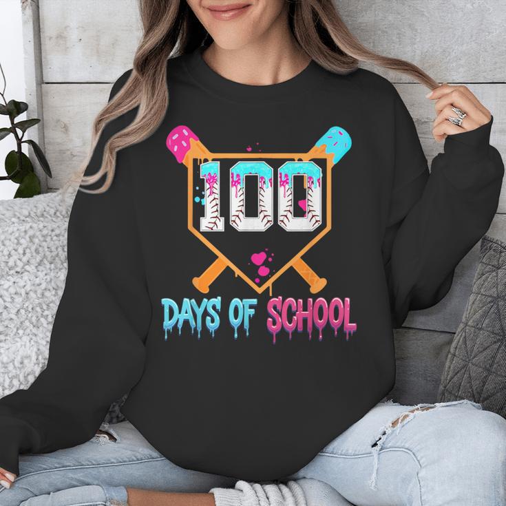 100 Days Of School Baseball Ice Cream Drip 100th Day School Unisex Sweatshirt 100 Days Of School Baseball Ice Cream Drip 100th Day School Unisex Sweatshirt