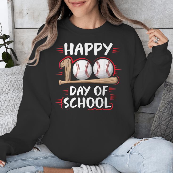 100 Days Of School Baseball Theme Kids Teens Boys 100th Day Unisex Sweatshirt