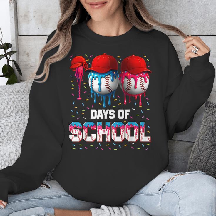 100 Days Of School Dripping Baseball 100th Day Teacher Boy Unisex Sweatshirt