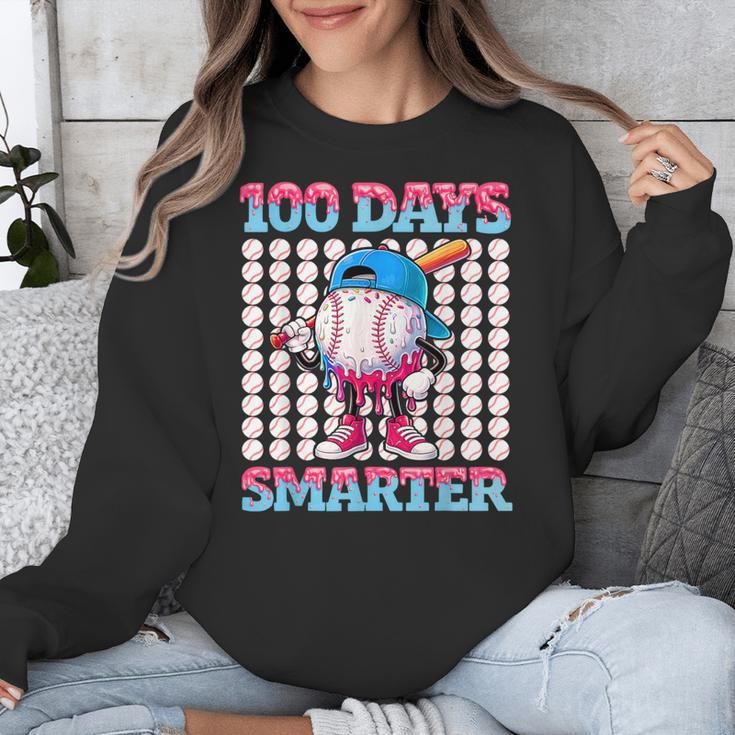 100 Days Smarter Baseball Drip Boys 100 Days Of School Kids Unisex Sweatshirt