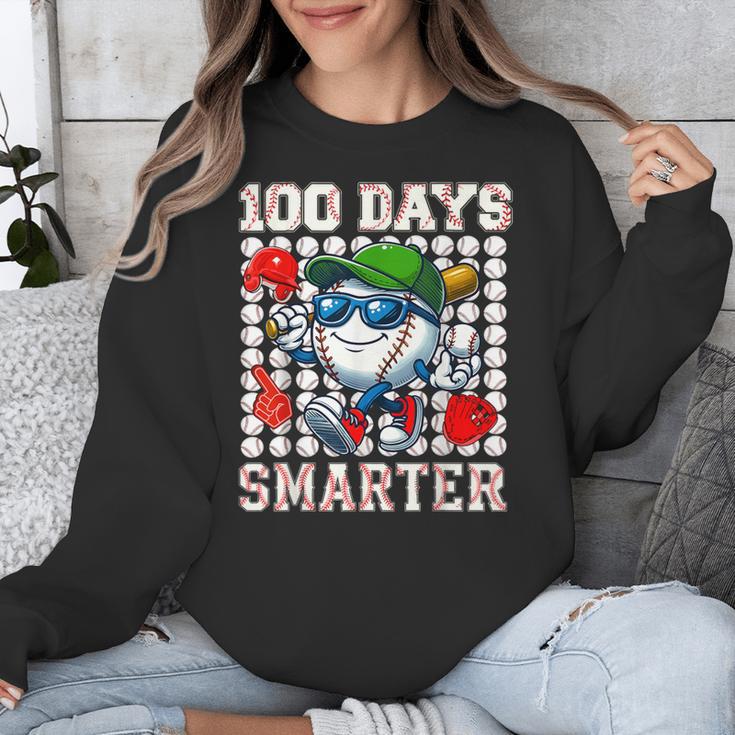 100 Days Smarter Baseball 100 Days Of School Boy Girl Kid Unisex Sweatshirt