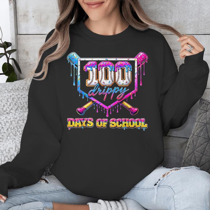 100 Drippy Days Of School Baseball For Boy Kids Unisex Sweatshirt
