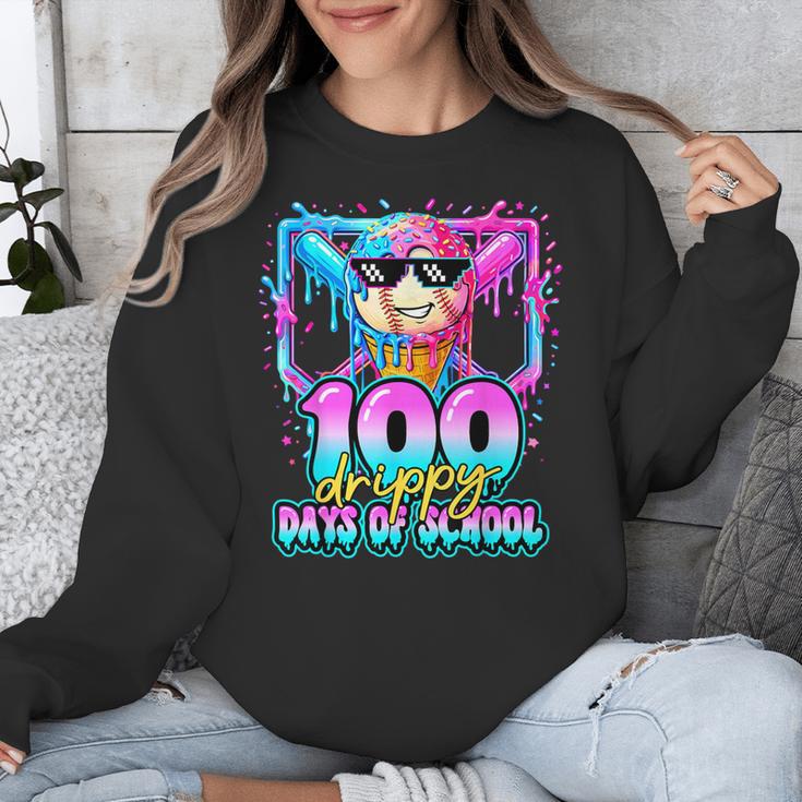 100 Drippy Days Of School Baseball Ice Cream 100th Day Boys Unisex Sweatshirt 100 Drippy Days Of School Baseball Ice Cream 100th Day Boys Unisex Sweatshirt