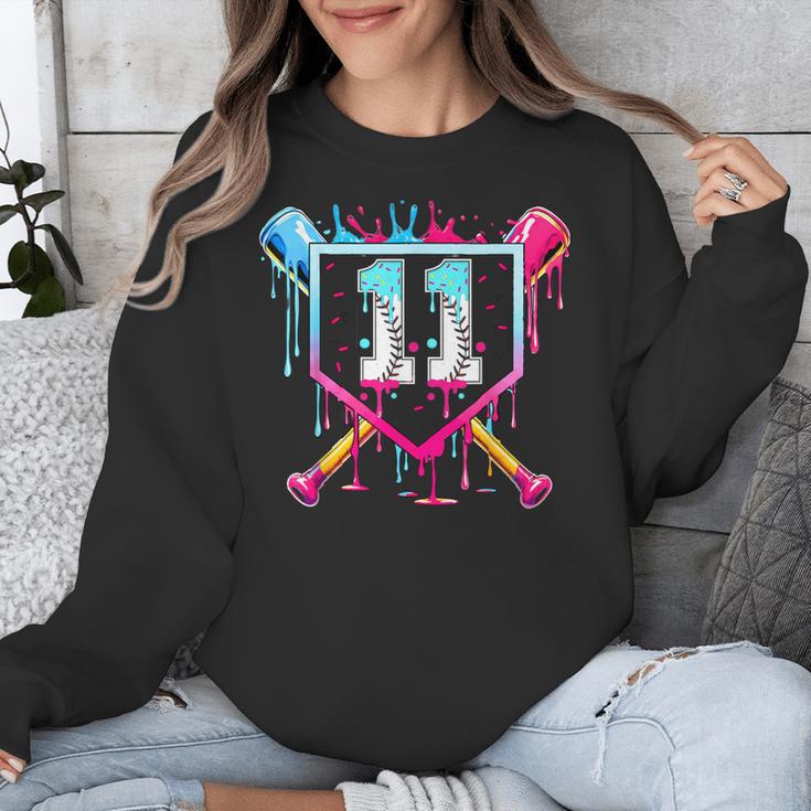 11th Birthday Boys Baseball Ice Cream Drip Boys Baseball Unisex Sweatshirt