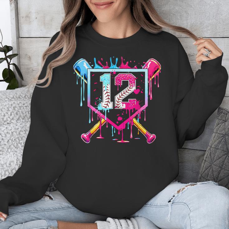 12th Birthday Boys Baseball Ice Cream Drip Boys Baseball Unisex Sweatshirt