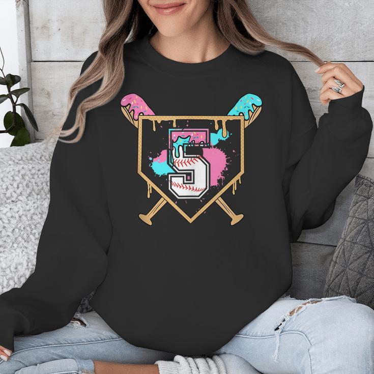 5th Fifth Birthday Baseball Bat Ice-Cream Drip 5yrs Old Boys Unisex Sweatshirt 5th Fifth Birthday Baseball Bat Ice-Cream Drip 5yrs Old Boys Unisex Sweatshirt
