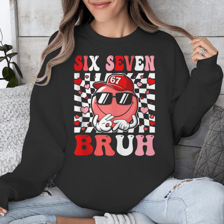 6 7 Bruh Six Seven Valentine Heart Baseball Unisex Sweatshirt 6 7 Bruh Six Seven Valentine Heart Baseball Unisex Sweatshirt