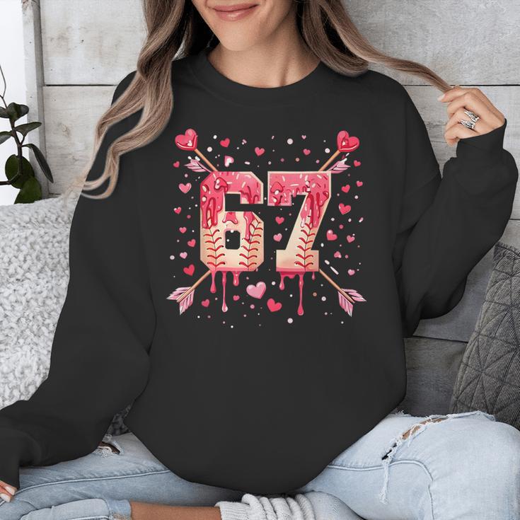 6 7 Melting Number Arrow Baseball Drip Valentine's Day Unisex Sweatshirt