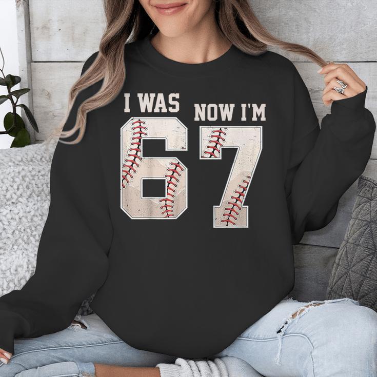 I Was 6 Now I'm 7 Year Old Birthday 67 Meme Baseball Bday Unisex Sweatshirt