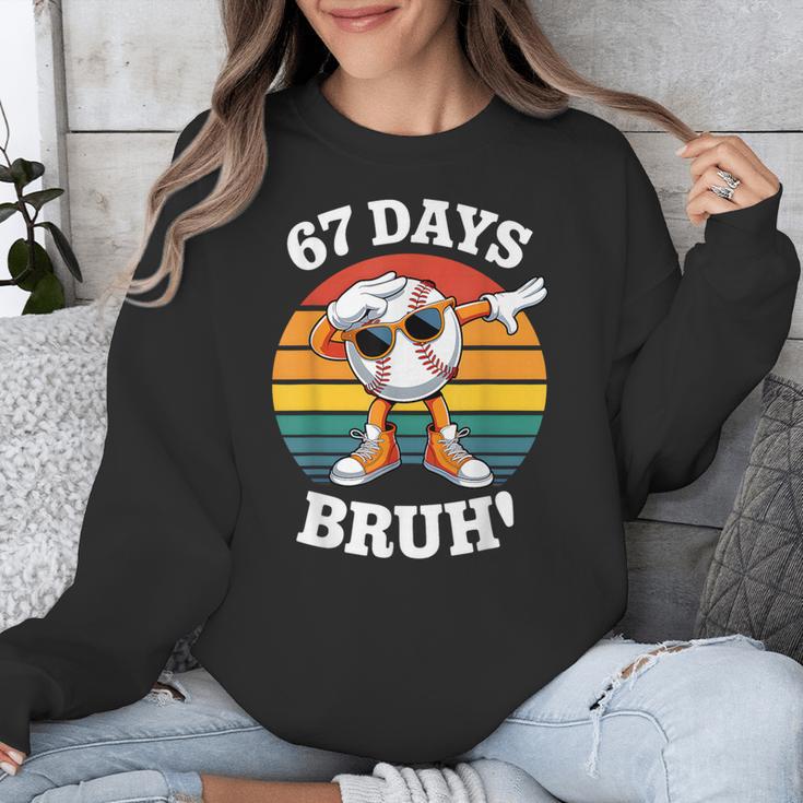 67 Days Of School Bruh Teacher Kids Dabbing Baseball Unisex Sweatshirt