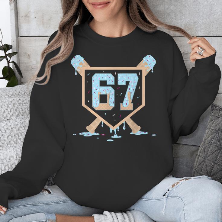67 Ice Cream Drip Baseball Meme Six Seven Gen Alpha Unisex Sweatshirt 67 Ice Cream Drip Baseball Meme Six Seven Gen Alpha Unisex Sweatshirt