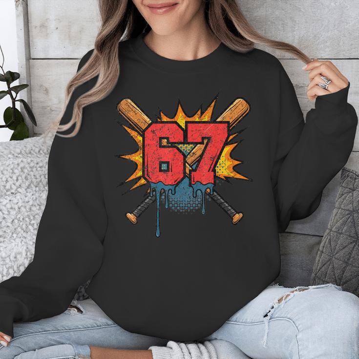 67 Sports Meme – Baseball Bats Number 6 7 Unisex Sweatshirt