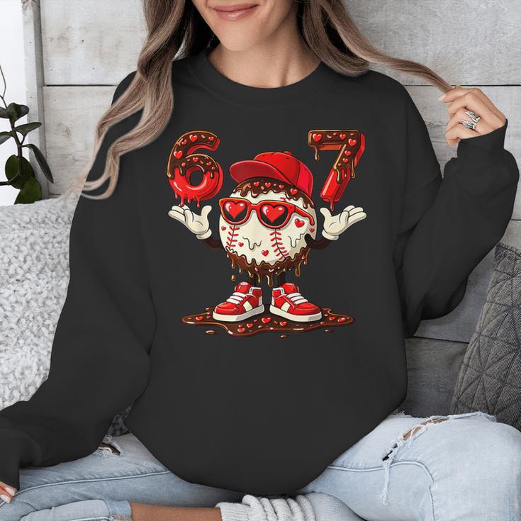 67 Valentine Day Baseball Chocolate Ice Cream Drip Unisex Sweatshirt