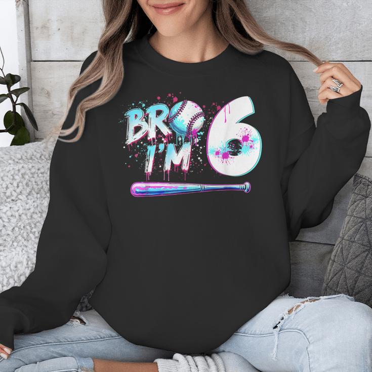 6th Birthday Boy Bro I'm 6 Year Old Baseball Ice Cream Drip Unisex Sweatshirt 6th Birthday Boy Bro I'm 6 Year Old Baseball Ice Cream Drip Unisex Sweatshirt