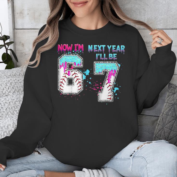 6th Birthday Now I'm 6 Next Year I'Ll Be 7 Baseball Drip 67 Unisex Sweatshirt