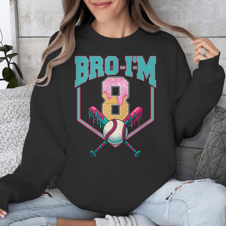 8th Birthday Boy Bro I'm 8 Years Old Baseball Theme Unisex Sweatshirt