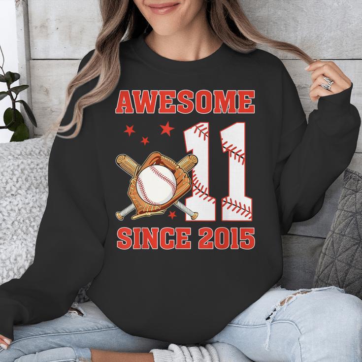 Awesome Since 2015 11 Year Old Boys Bday Baseball Theme Unisex Sweatshirt