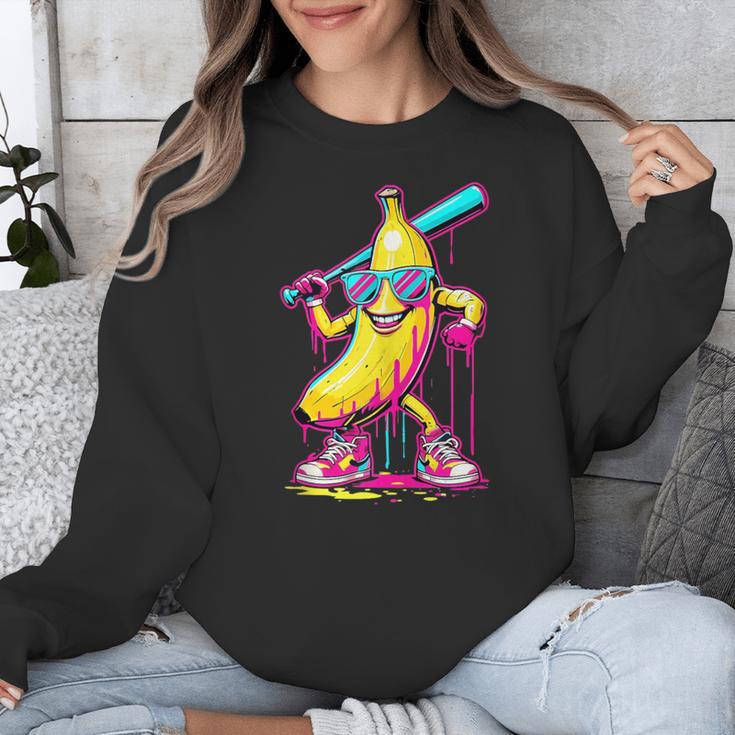 Banana With Baseball Bat Street Baseball Drip Unisex Sweatshirt