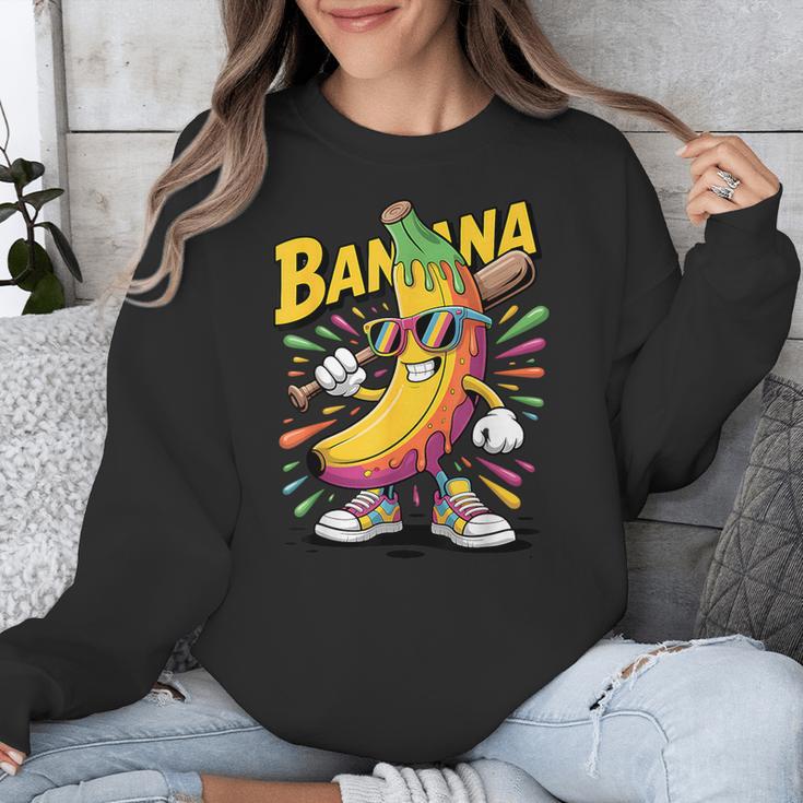 Banana Baseball Cartoon Cool Sports Kids Teens Unisex Sweatshirt