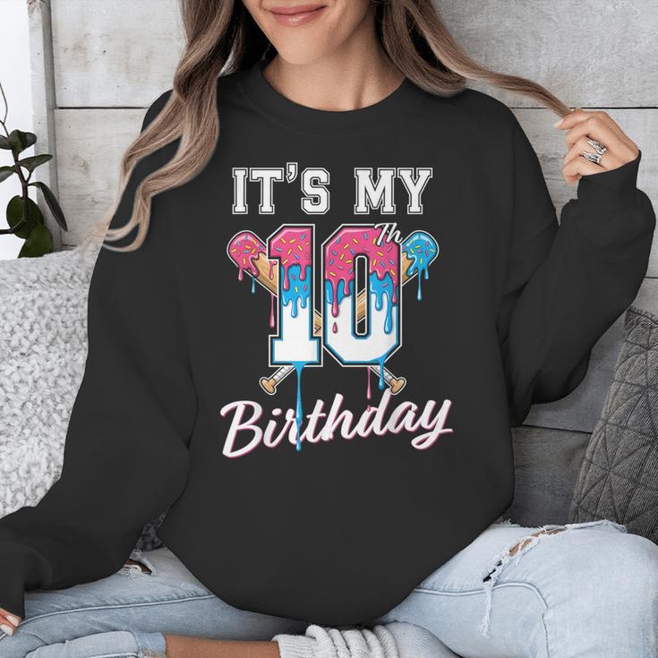 Baseball 10 Year Old Ice Cream Drip 10th Birthday Boys Unisex Sweatshirt