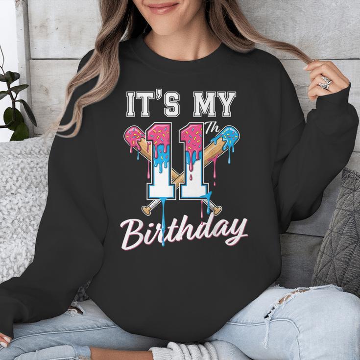 Baseball 11 Year Old Ice Cream Drip 11th Birthday Boys Unisex Sweatshirt