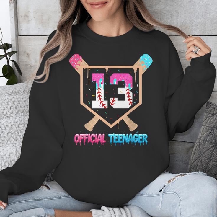 Baseball 13 Year Ice Cream Drip 13th Bday Official Teenager Unisex Sweatshirt