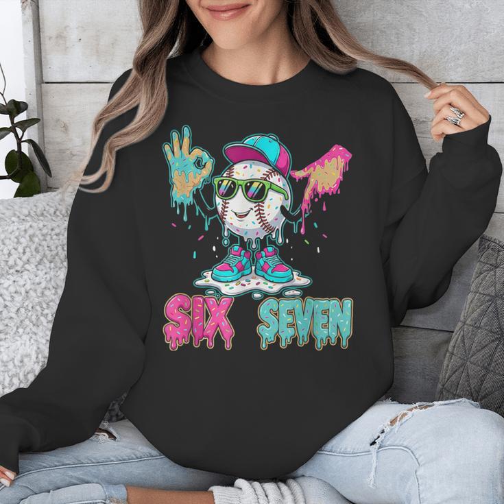 Baseball 67 Drip Six Seven Hand Signs Ice Cream Meme Unisex Sweatshirt