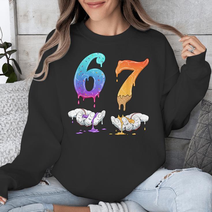 Baseball 67 Ice Cream Drip Six Seven Boys Meme Unisex Sweatshirt